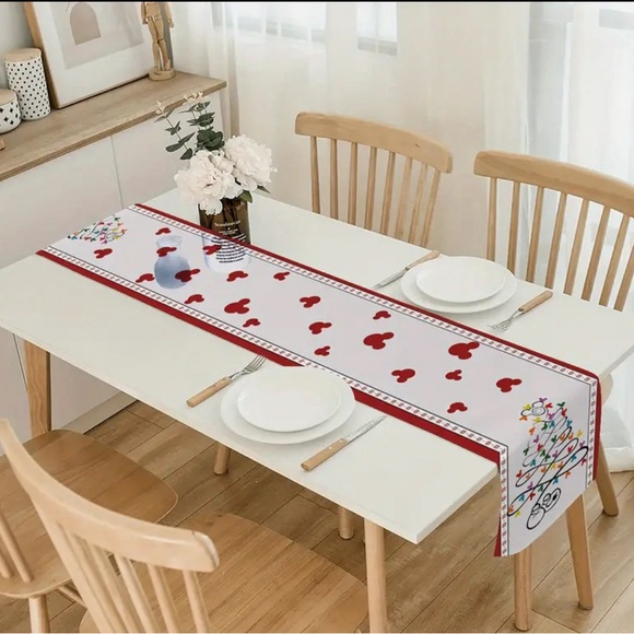 13x72 Table Runner Disney Hidden Mickey Mouse Christmas Tree Fabric Mantel Scarf - Picture 2 of 5